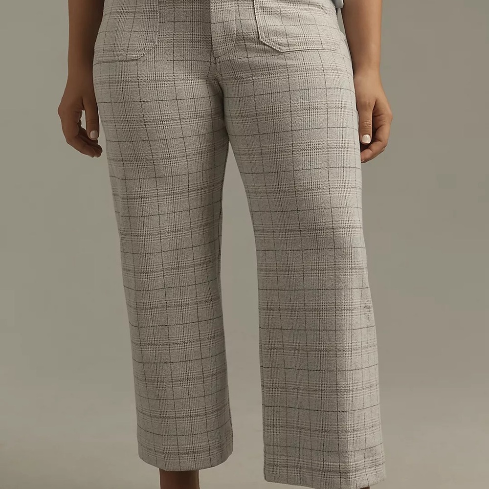 Anthropologie The Colette Knit Plaid Crop Wide-Leg Pants by Maeve - Picture 3 of 9